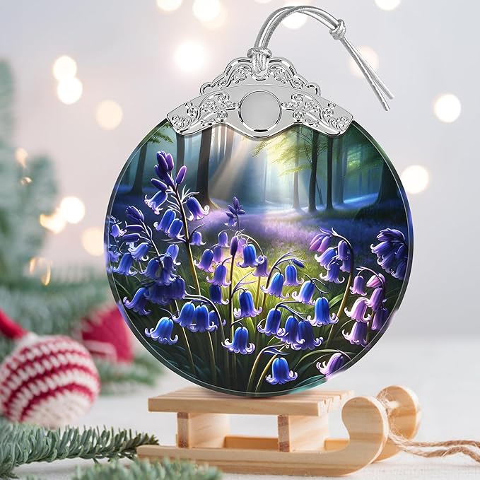 Bluebell Stained Glass Orament - Christmas Ornament - Christmas Decorations for Tree - Holiday