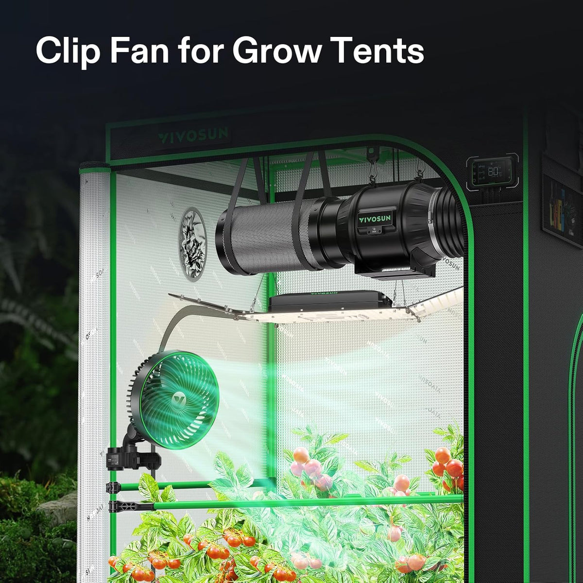 VIVOSUN AeroWave E6 Gen2, Grow Tent Clip Fan 6”, EC Motor, Smart Control, Powerful Oscillating Fan
