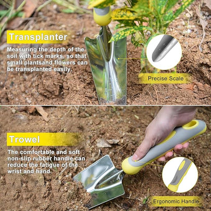 Garden Tool Set, Carsolt 10 Piece Stainless Steel Heavy Duty Gardening Tool Set for Digging