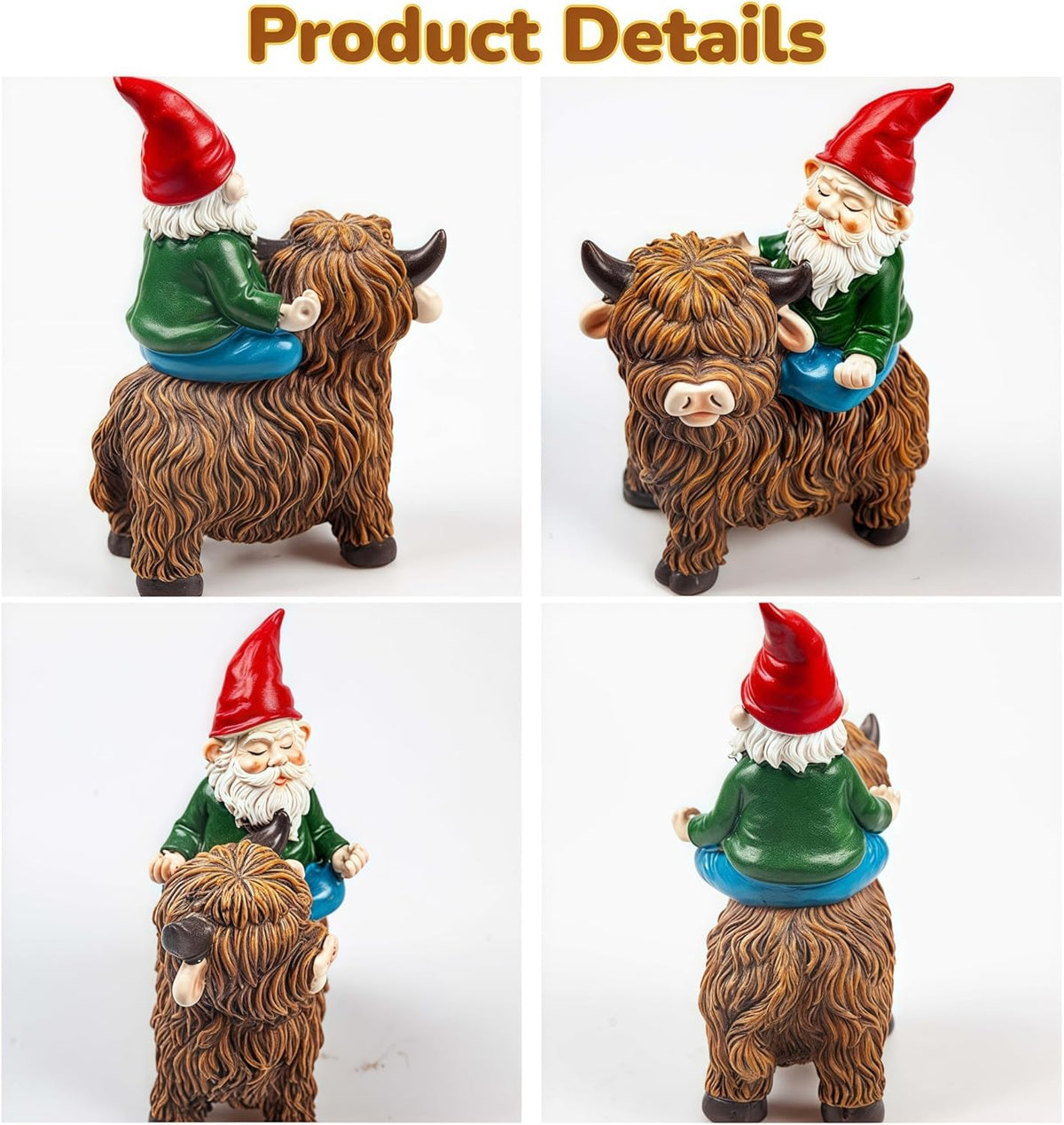 Highland Cow Gnome Garden Decorative Statue Garden Gnomes Decor Outdoor Statues Gnome Suitable for