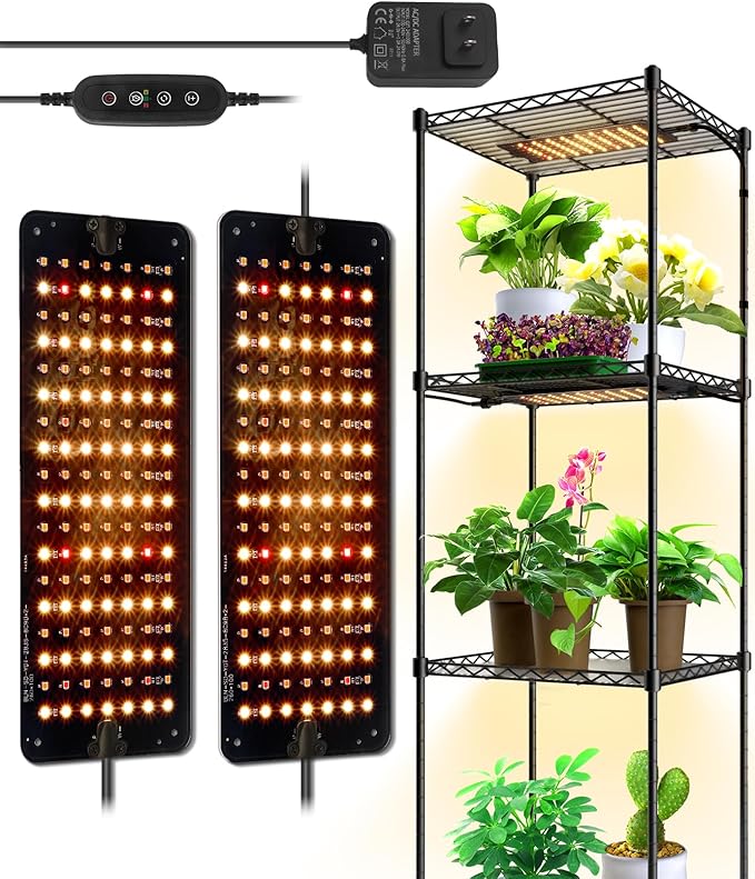 Barrina Grow Lights for Indoor Plants, 20W (2 x 10W) Full Spectrum Ultra-Thin Grow Light Panel with