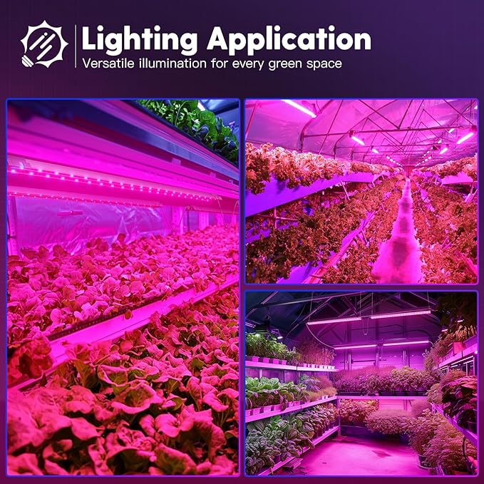 FREELICHT 1 Pack 4ft LED Grow Light, 60W (350W Equivalent), Red Blue (660nm+460nm) Full Spectrum