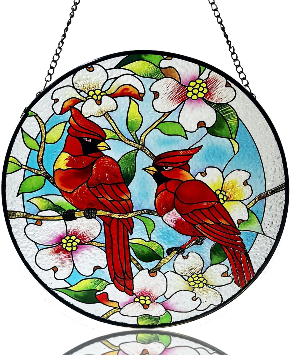 Cardinal Suncatcher Stained Glass, Cardinal Gifts for Women, Stained Glass Window Hanging，6.3 inch
