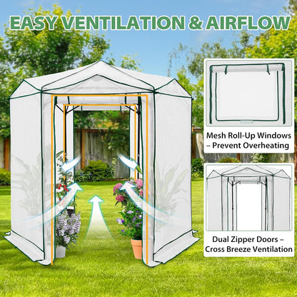 EAGLE PEAK 6.6x6.6 ft Hexagon Pop up Greenhouse, Portable Walk-in Grow Tent for Seed Starting