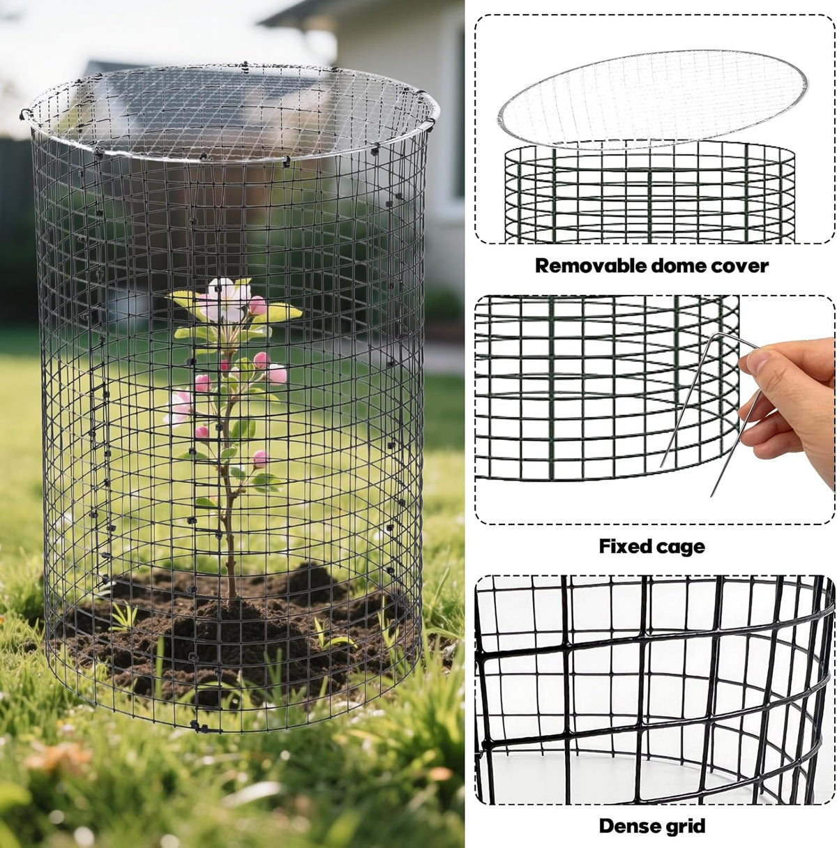 30 Pcs 24'' x 12'' Large Wire Plant Protector from Animals With Metal Cover, 10 Pack Metal Plant
