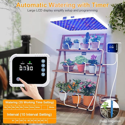 LED Grow Light with Automatic Watering System for Indoor Plants, Full Spectrum Plant Light with