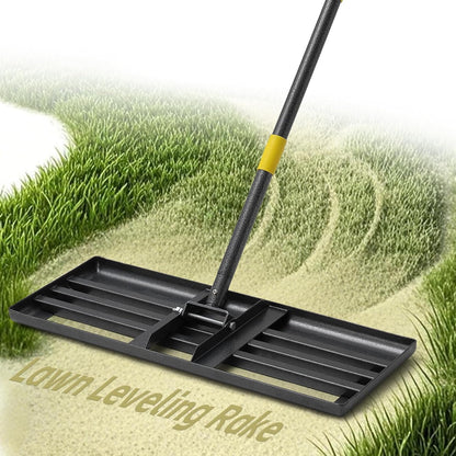 Lawn Leveling Rake 30”x10” Large Heavy Duty Metal Lawn Leveler with Long Adjustable Handle