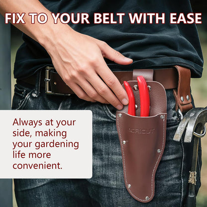 AGRICUT Pruner and Leather Holster - 1 Inch Cut Capacity Hand Clippers PU Holster for Pruning Shears