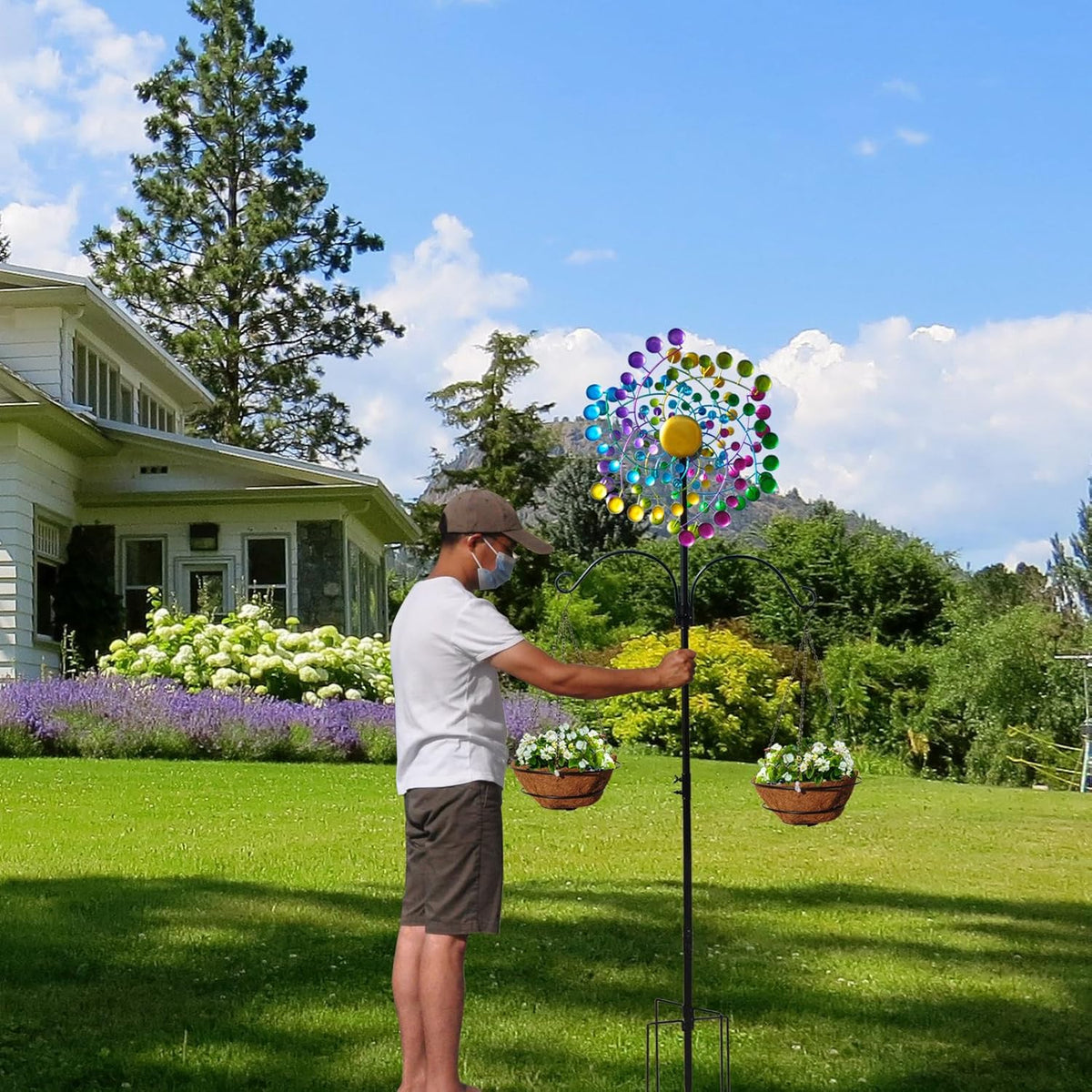 Wind Spinners Large Metal Outdoor Windmill Garden Spinner Yard Spinners Kinetic Lawn Art Patio Wind