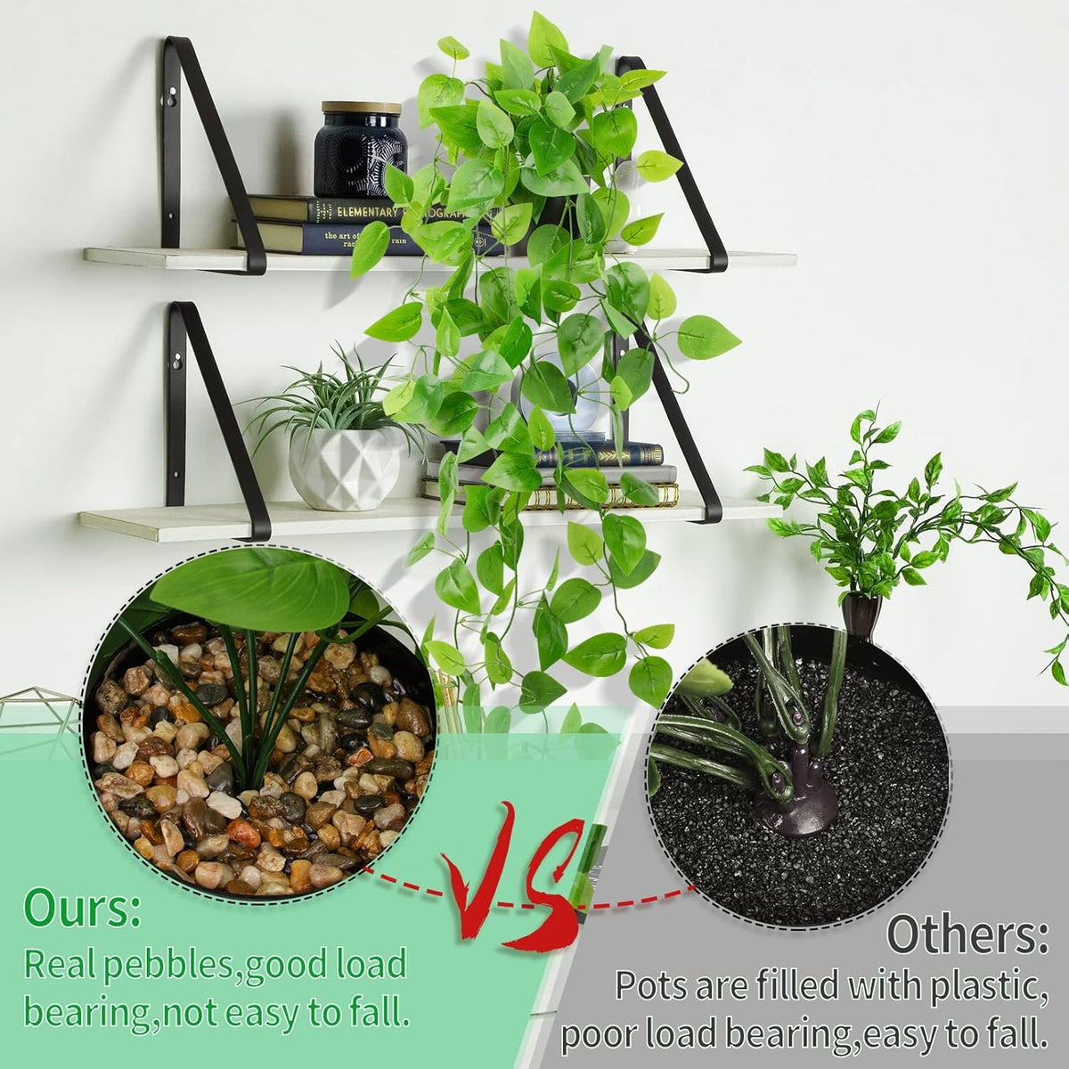 LOYWREE 2 Pack Small Artificial Hanging Plants with Faux Ivy Vine and Hanging Pothos 39Inch Fake