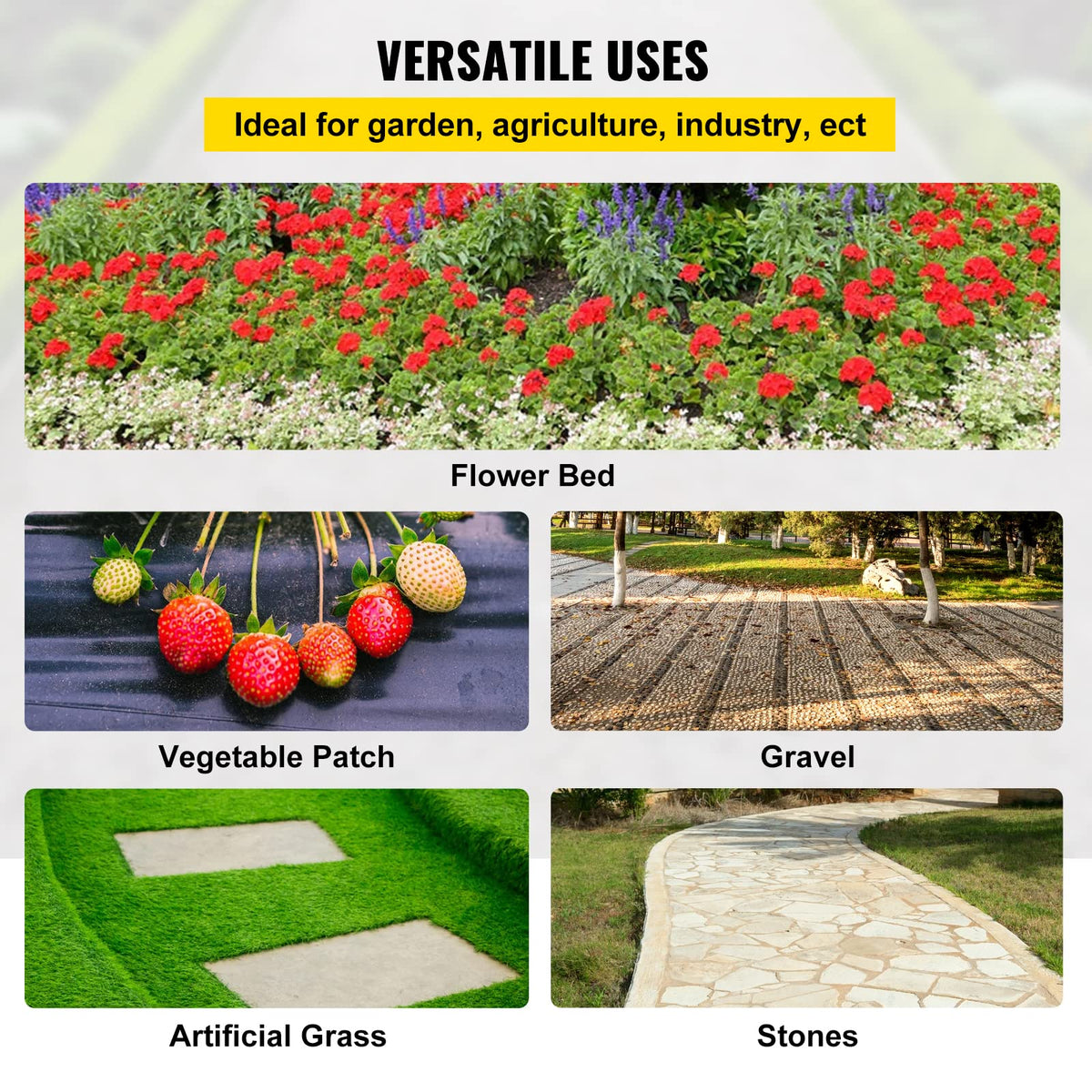 Happybuy 6x300ft Premium Weed Barrier Landscape Fabric Heavy Duty 2.4OZ, Woven Weed Control Fabric