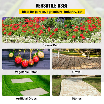 Happybuy 6x300ft Premium Weed Barrier Landscape Fabric Heavy Duty 2.4OZ, Woven Weed Control Fabric
