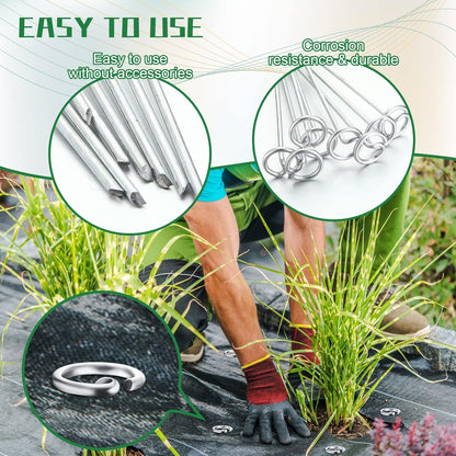 Therwen 100 Pcs Circle Top Landscape Pins Bulk Garden Landscape Staples Galvanized Heavy Duty