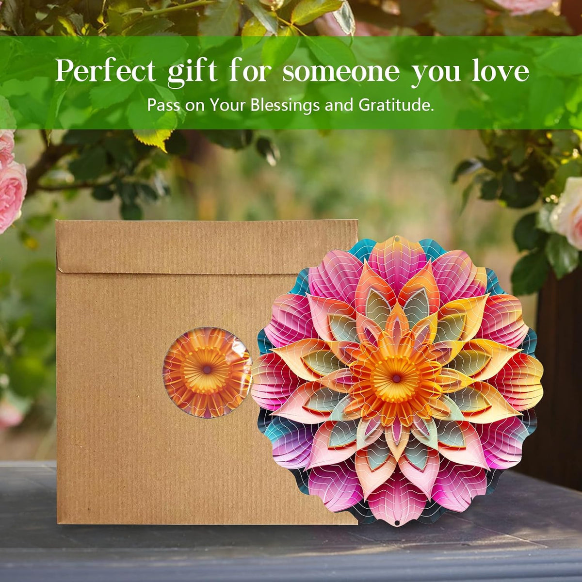 Stainless Steel Wind Spinner Indoor Outdoor Garden Decoration Crafts Ornaments 10 inch 3D Frosted