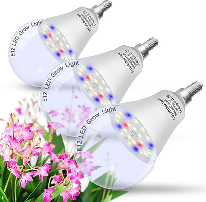 E12 Candelabra Grow Light Bulbs for Indoor Plants Full Spectrum,Small Base Grow LED Lamp Bulb 10W