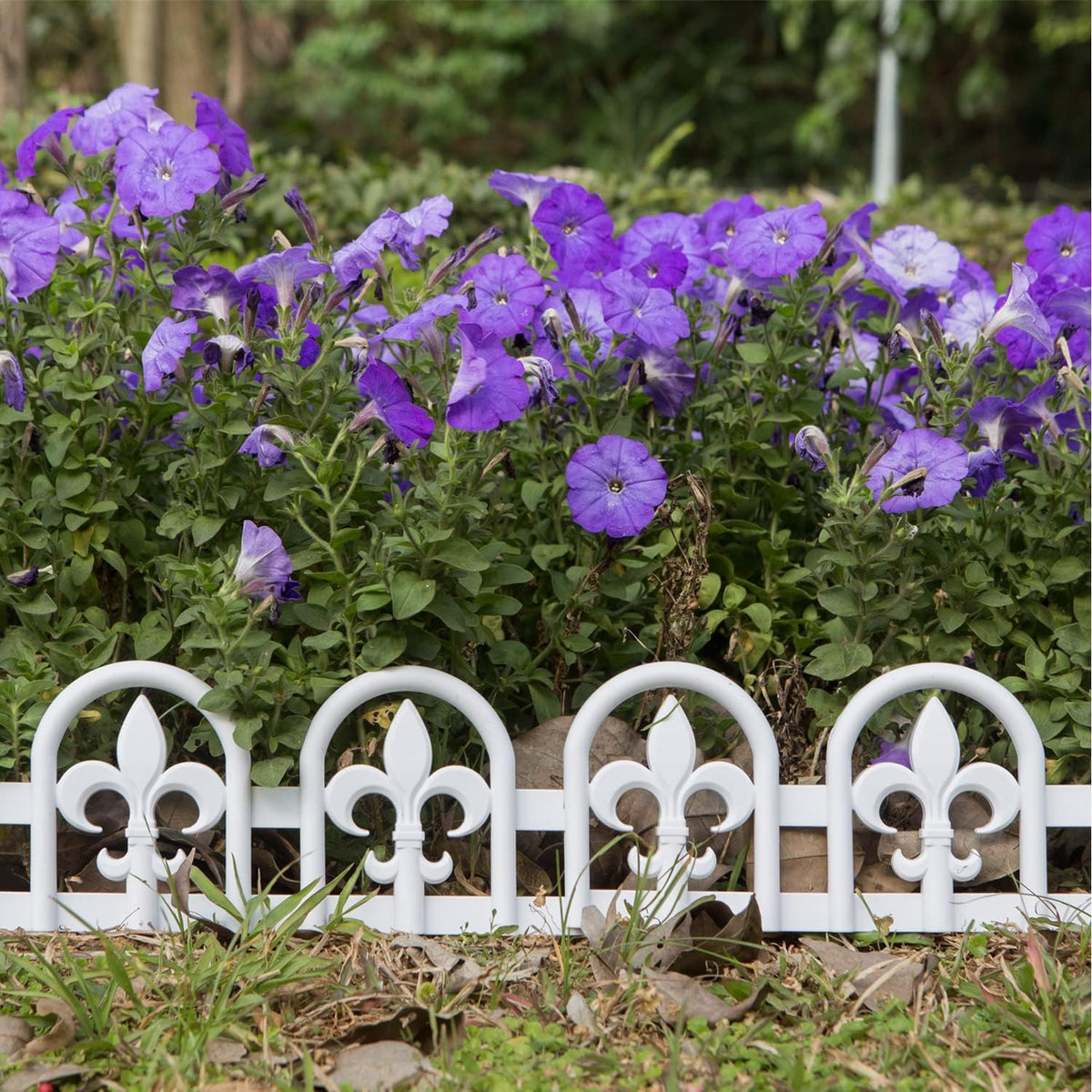 Evelyne White Garden Border Plastic Edging: Wrought Iron Design - 15pcs White Yard Landscaping
