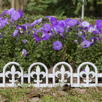 Evelyne White Garden Border Plastic Edging: Wrought Iron Design - 15pcs White Yard Landscaping