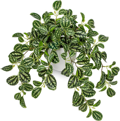 Briful Fake Plants Indoor Artificial Potted Silk Plants Faux Watermelon Peperomia Trailing Vine