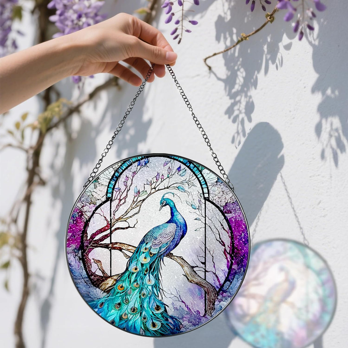 Stained Glass Window Hanging, Stained Glass Suncatcher, Peacock Sun Catcher, Window Decor, Peacock