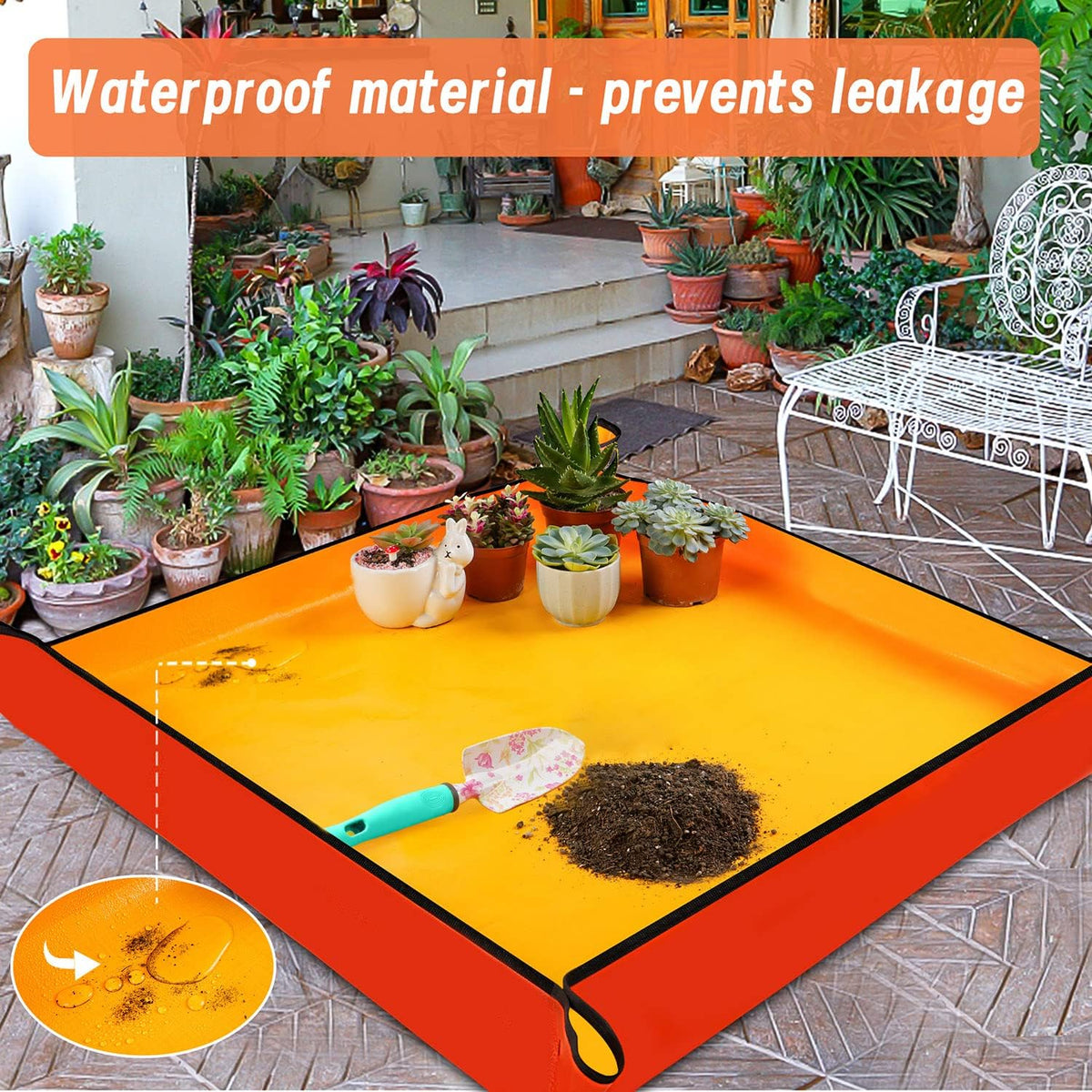 Extra Large Repotting Mat for Indoor Plants Transplanting and Potting Mix Mess Control, 39.5" X