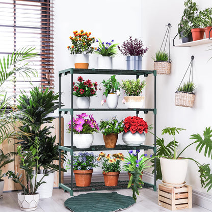 Ohuhu Plant Greenhouse Shelves 4 Tier 2 Pack Extra-Wide Stable Green House Shelving for Outdoor