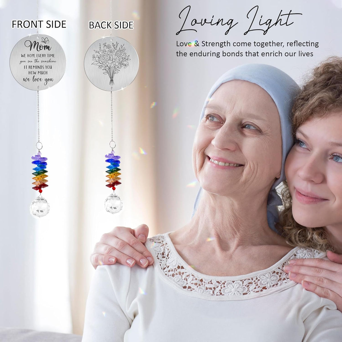 Gifts for Mom - Mom we Love You - Birthday Gift Crystal Suncatcher Rainbow Maker - Hanging Window