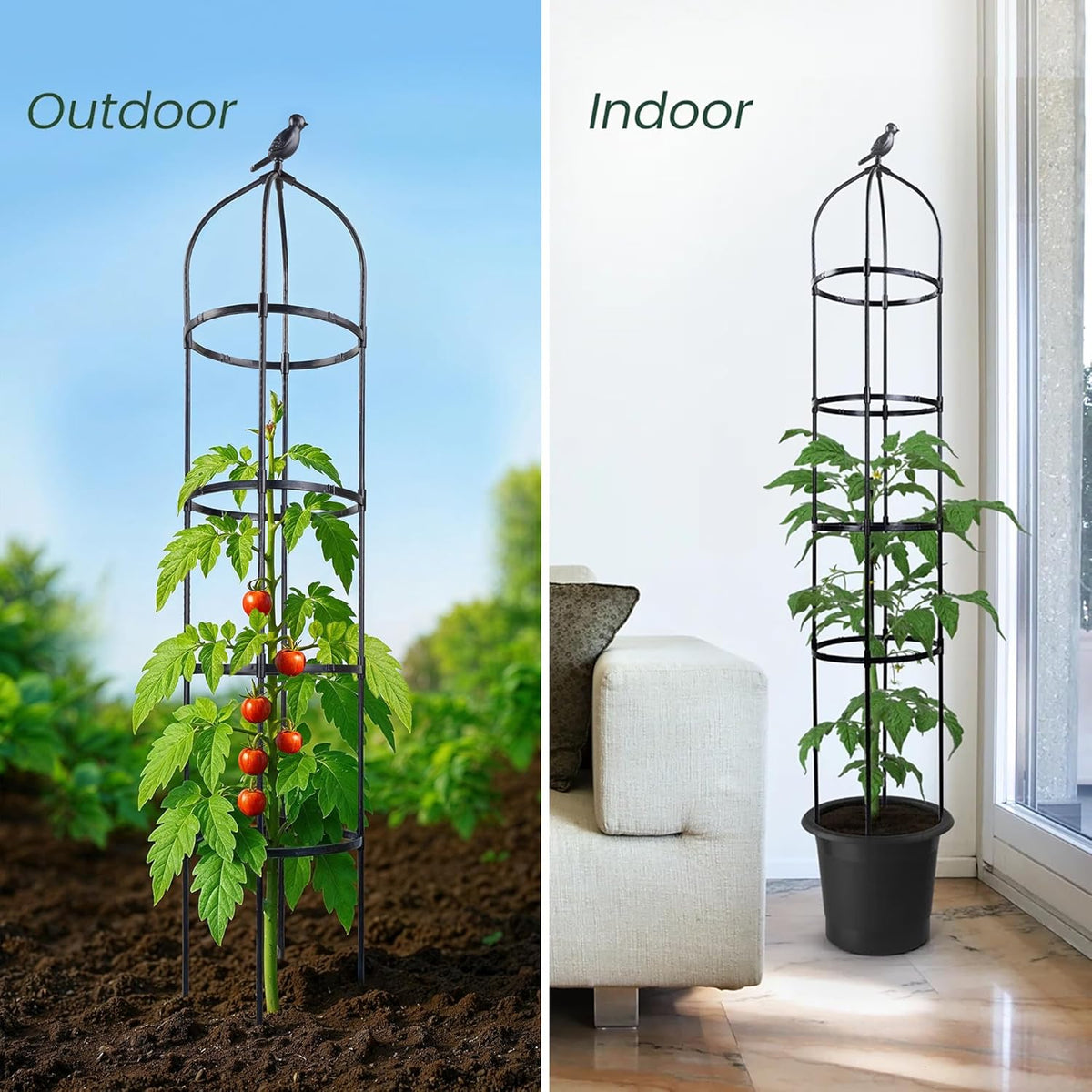 Idzo Plastic Obelisk Trellis for Climbing Plants Outdoor 5.8 Feet Tall, 70in Garden Trellis for