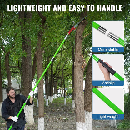 30 Ft Manual Pole Saw, Extendable Tree Pruner Blade and Scissors Set with 9 Fiberglass Handles