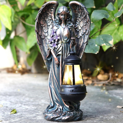 Solar Angel Outdoor Garden Decor Statues – 13.2 inches Solar Outdoor Sculptures for Outside Yard