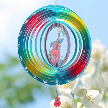 Guitar Wind Spinners Garden Yard Decor Gift for Women Men, 12 Inch Outdoor Metal 3D Wind Spinner