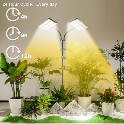 yadoker Grow Light for Indoor Plants,572 LEDs Full Spectrum Standing Plant Grow Light with 4/8/12H