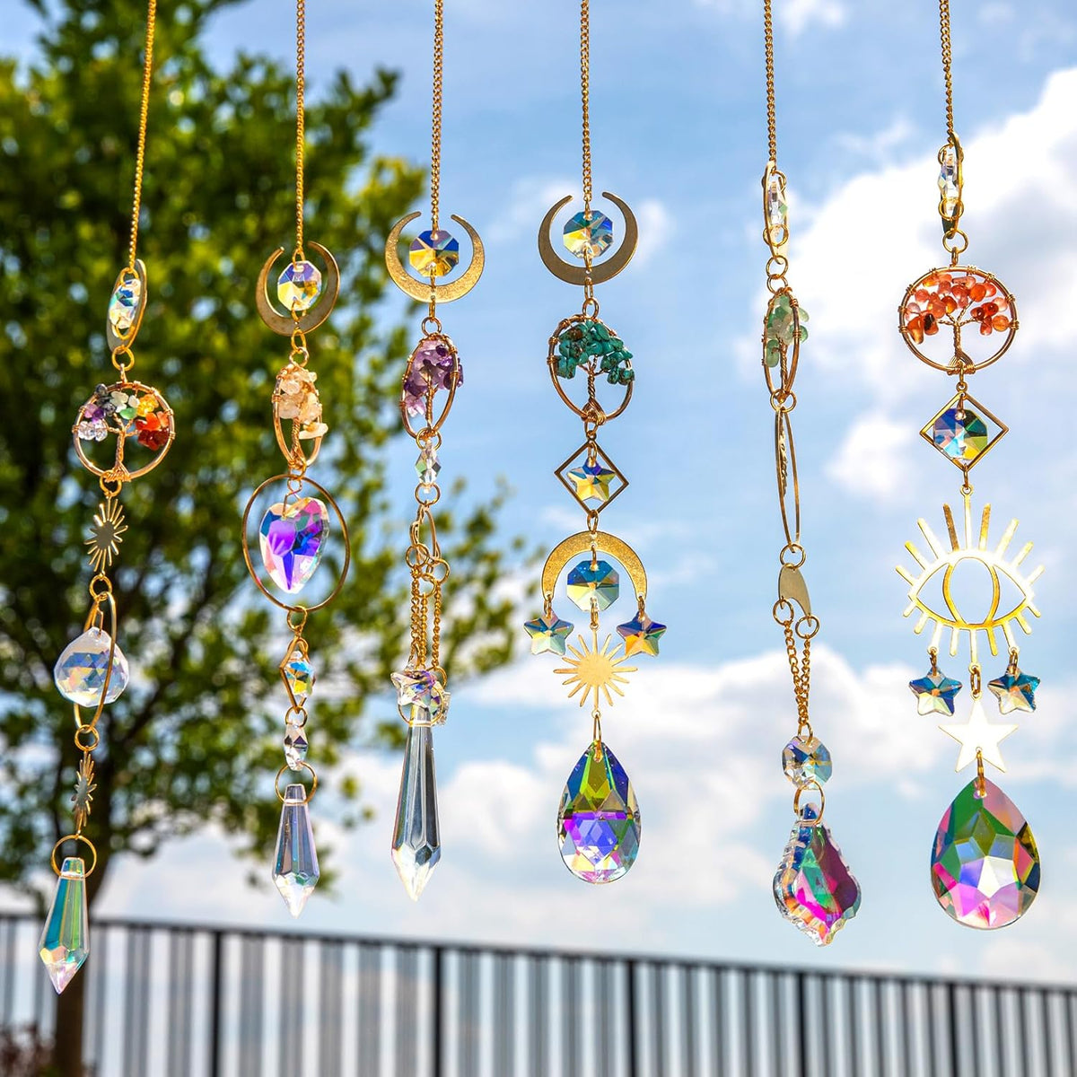 6 PCS Crystal Suncatchers for Window Hanging, Sun Catchers Indoor Window Garden Hanging with