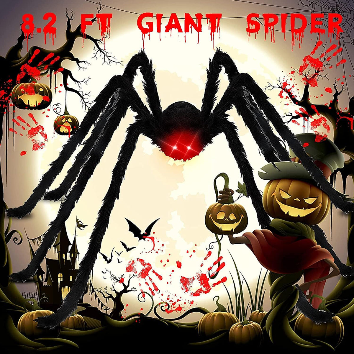 98IN/8.2FT/250CM Halloween Giant Spider Decorations: Largest Fake Scary Hairy Spider - Halloween