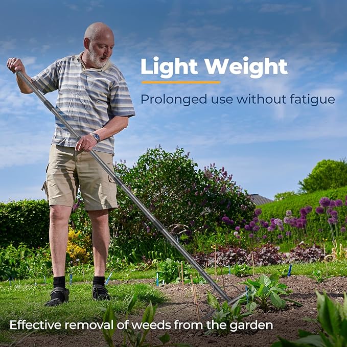 Garden Rake, 17" Extra Wide Double-Sided Head, 63" Heavy Duty Lightweight Stainless Steel Leaf Rake