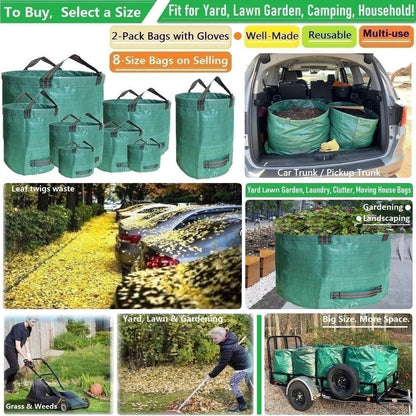Professional 2-Pack 63 Gallons Lawn Garden Bags Yard Waste Bag (D31, H19 inches) with Gardening