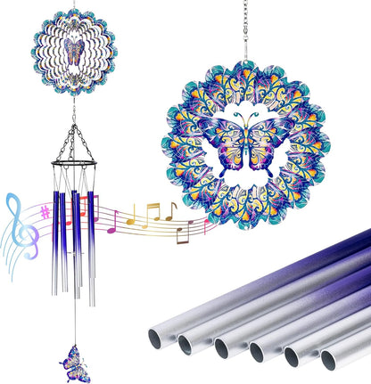 TUOKING Wind Chimes for Outside Butterfly Wind Spinner Windchimes Hanging Decoration for Outdoor