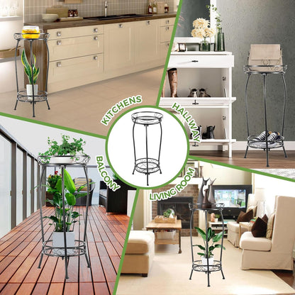 Plant Stand Indoor Outdoor 2 Tier 27" Tall Metal Potted Holder Rack Flower Pot Stand Heavy Duty