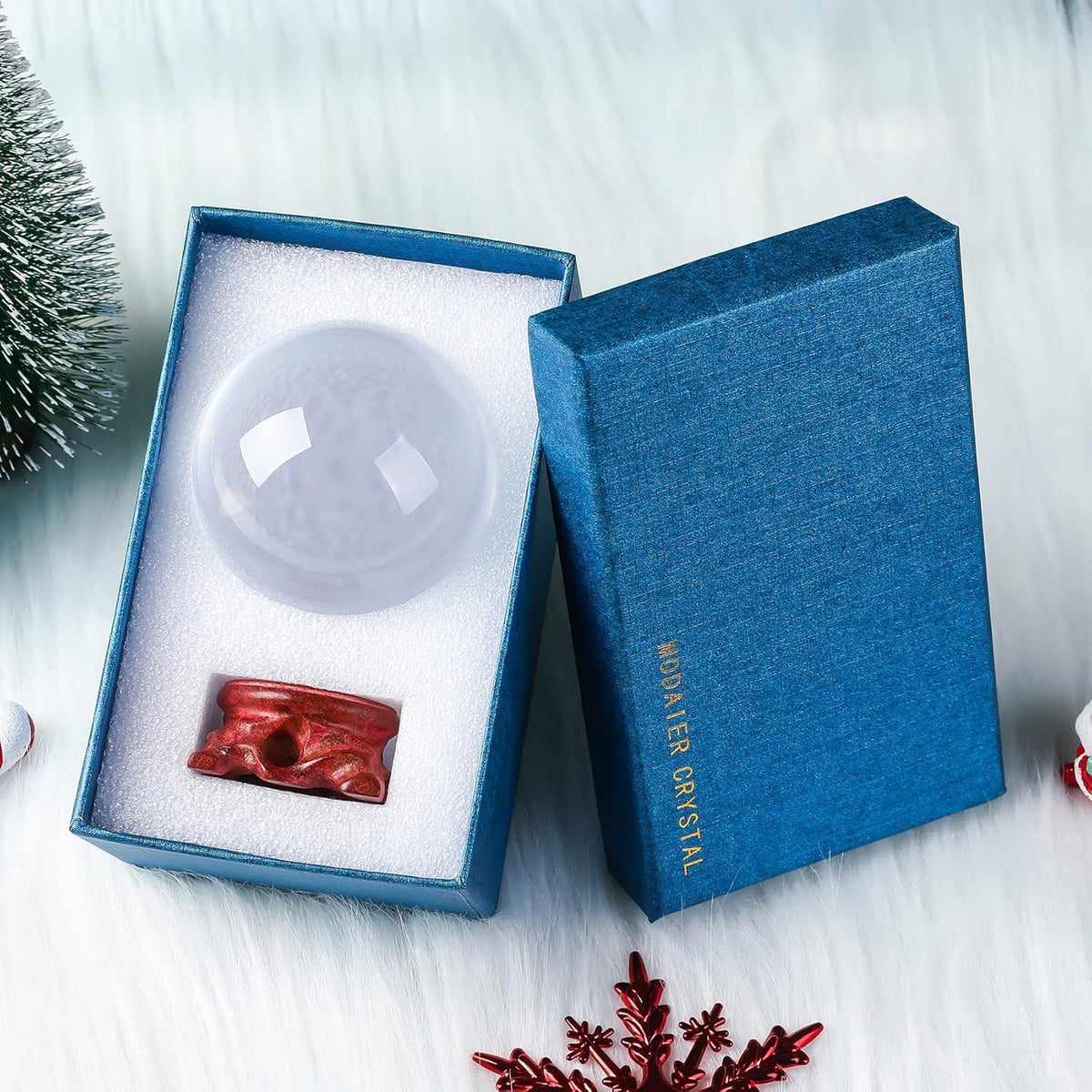 Modaier Crystal Ball 80mm Crystal Ball with Wooden Stand and Gift Box for Magic,lensball