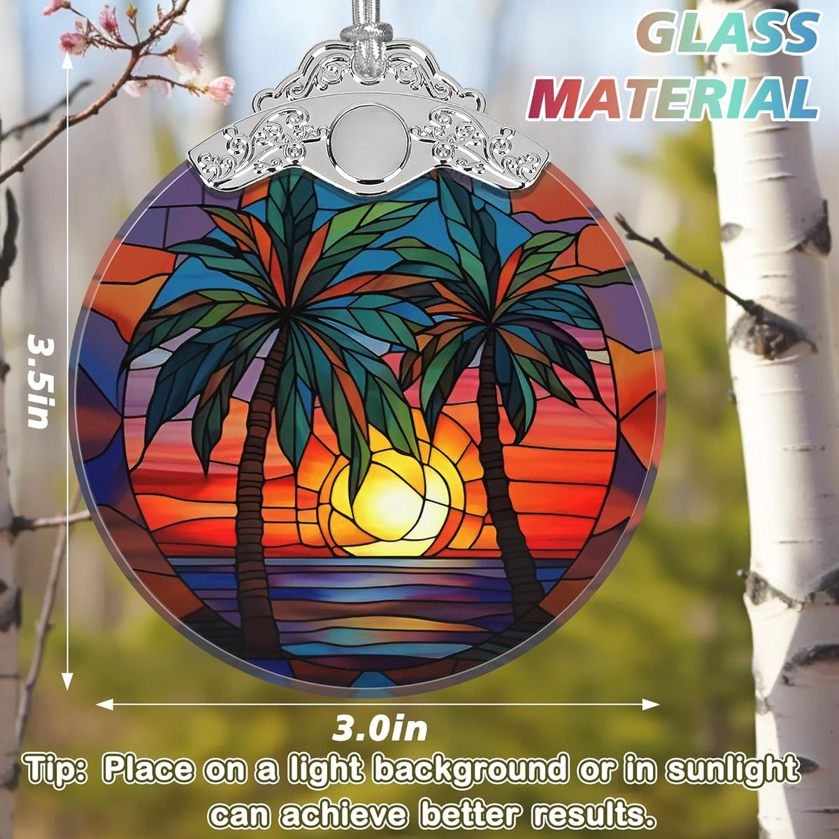 Stained Glass Retro Beach Christmas Ornament - Holiday Home Decor - Tree Decoration - Gift Exchange