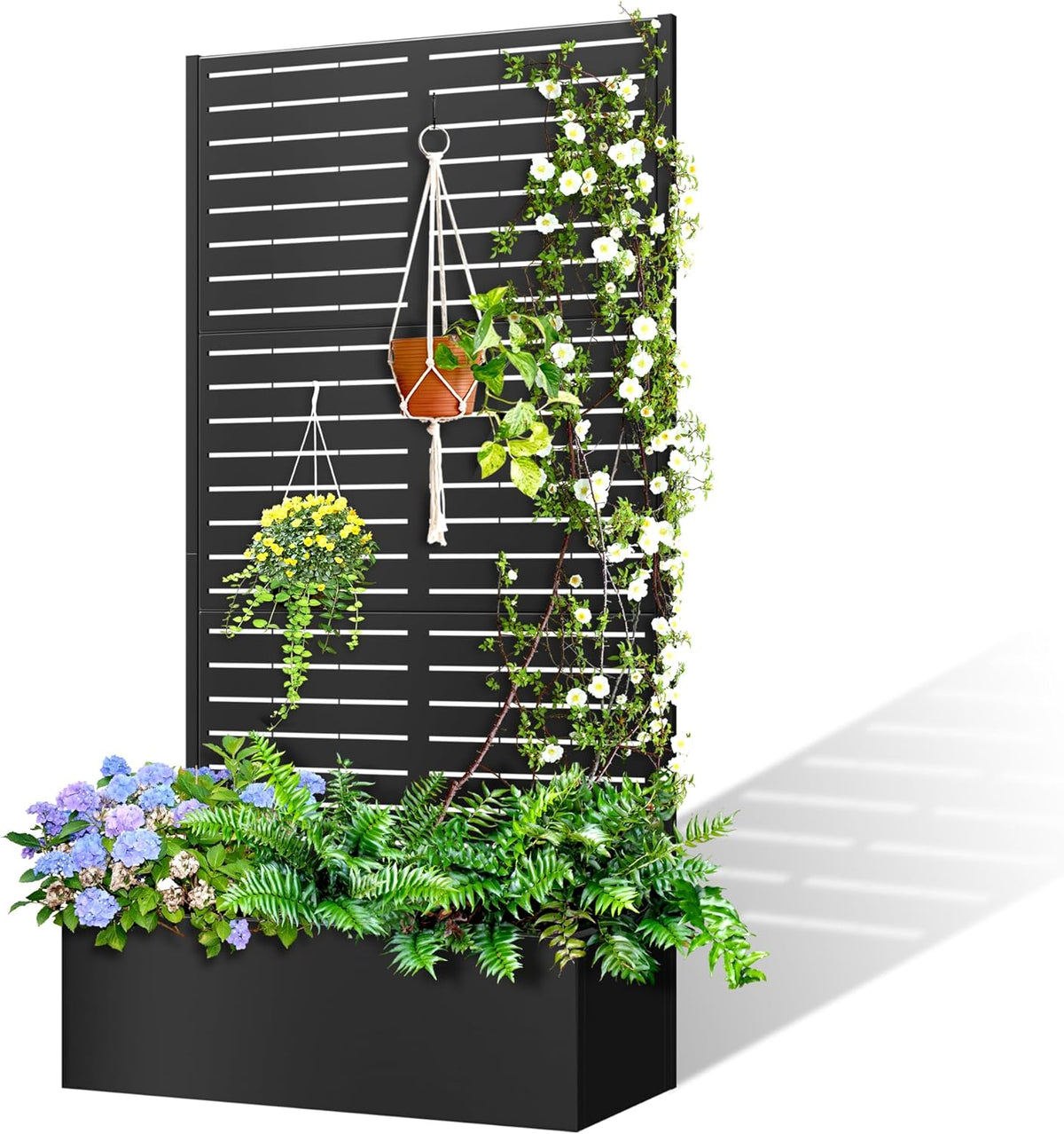 71"x35"x16" Metal Planter Box with Trellis Raised Garden Bed with Trellis, Trellis with Planter Box