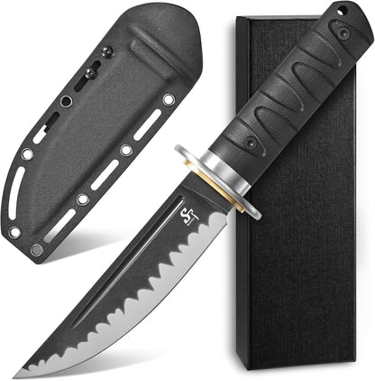 Sitivien ST29 Fixed Blade Knife, AUS-10 Steel Blade G10 Handle Full Tang Bowie Knife for Outdoor