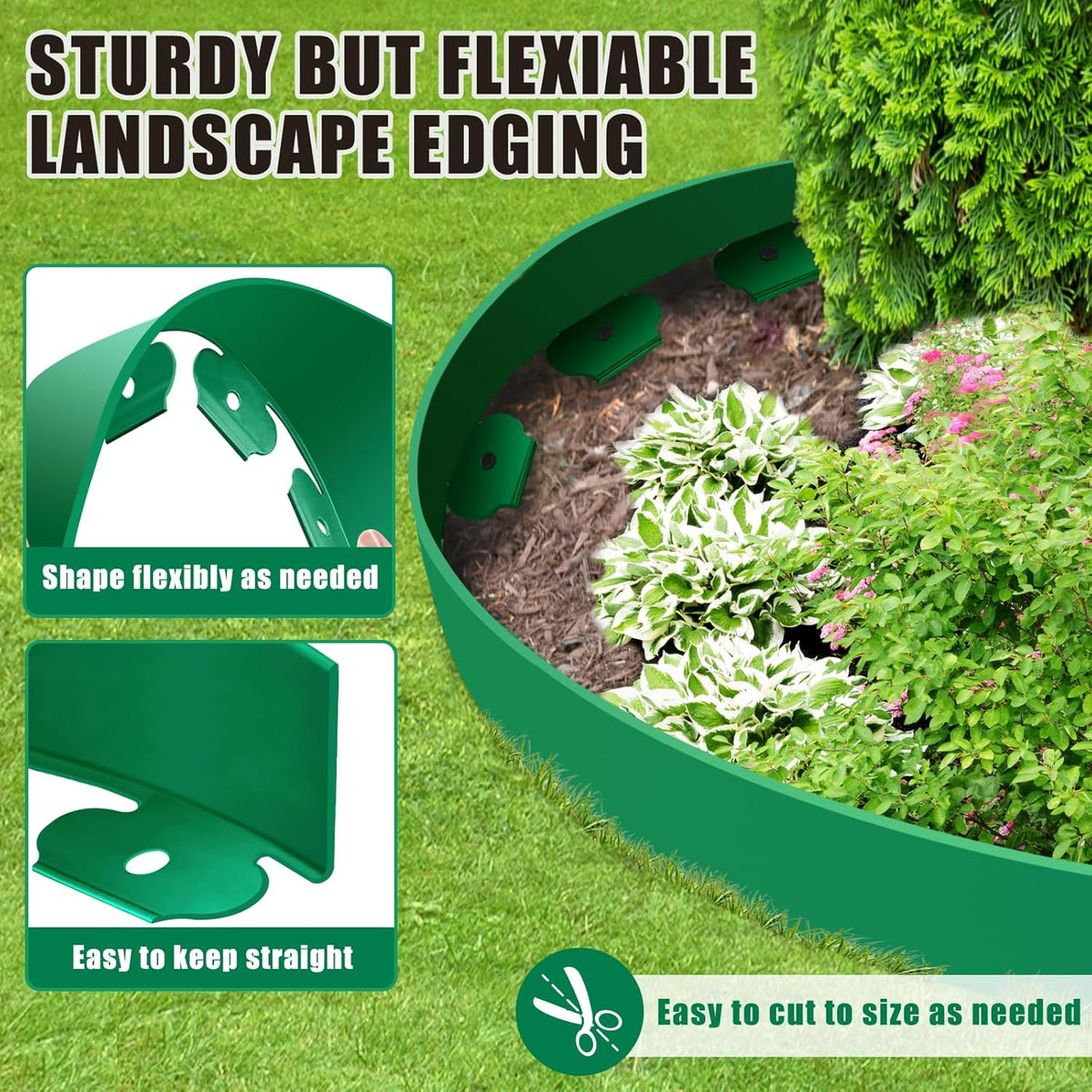 Landscape Edging - Garden Edging Border 20FT 4IN Tall with 30 Stakes, No Dig Lawn Edging for