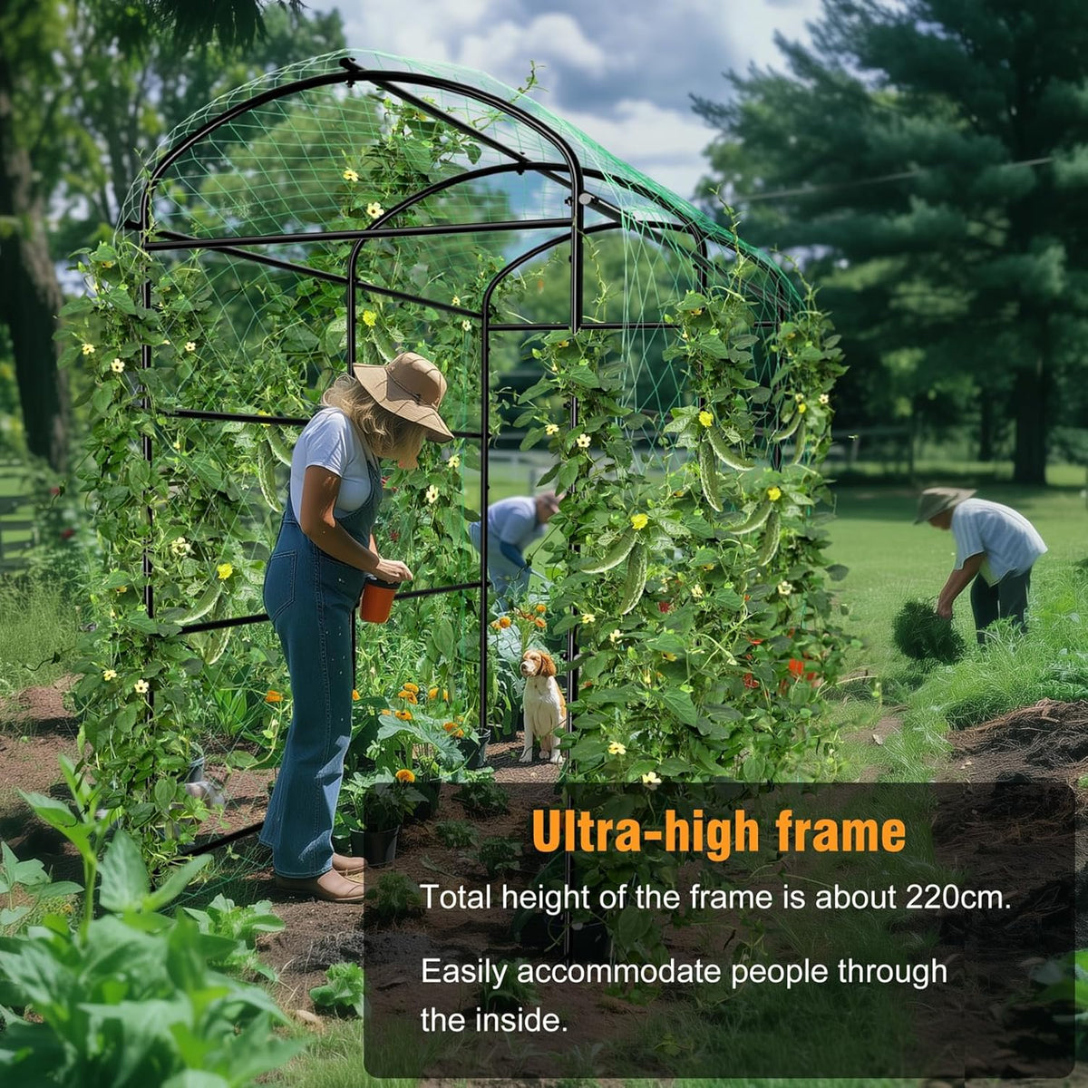 unho Garden Arch Trellis,7.2FT Extra Tall Polyethylene-Coated Stainless Steel Garden Trellis for