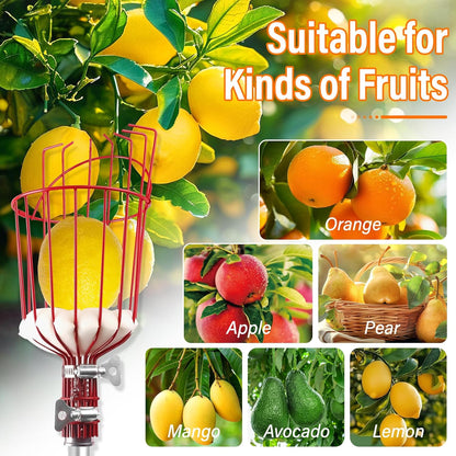 26FT Reach Fruit Picker Pole with Basket Telescoping,Apple Picker Pole with Basket,Lightweight