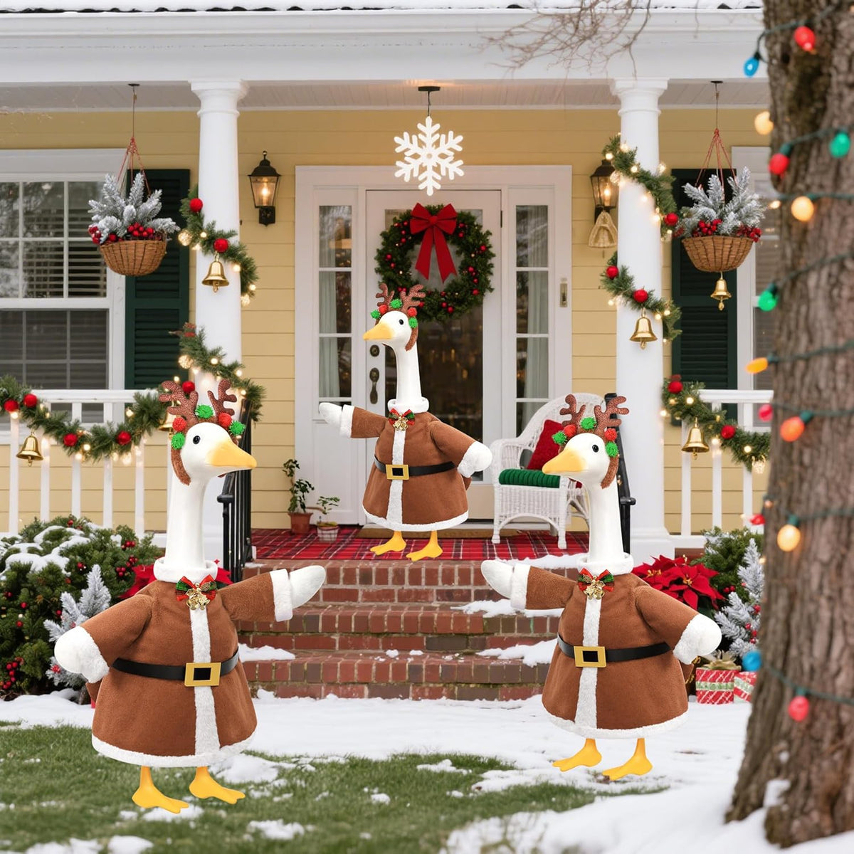Christmas Porch Goose Outfit for Large 23" High Cement or Plastic Goose Statue, Yard Goose Cloths