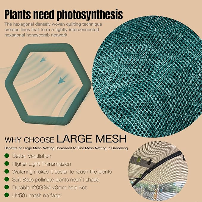 Poray Large Tunnel 8.2'x4' Plant Netting Cover, 6FT Tall Crop Cage Tomato Netting,Pest Guard Cover