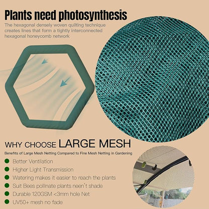 Poray Large Tunnel 8.2'x4' Plant Netting Cover, 6FT Tall Crop Cage Tomato Netting,Pest Guard Cover