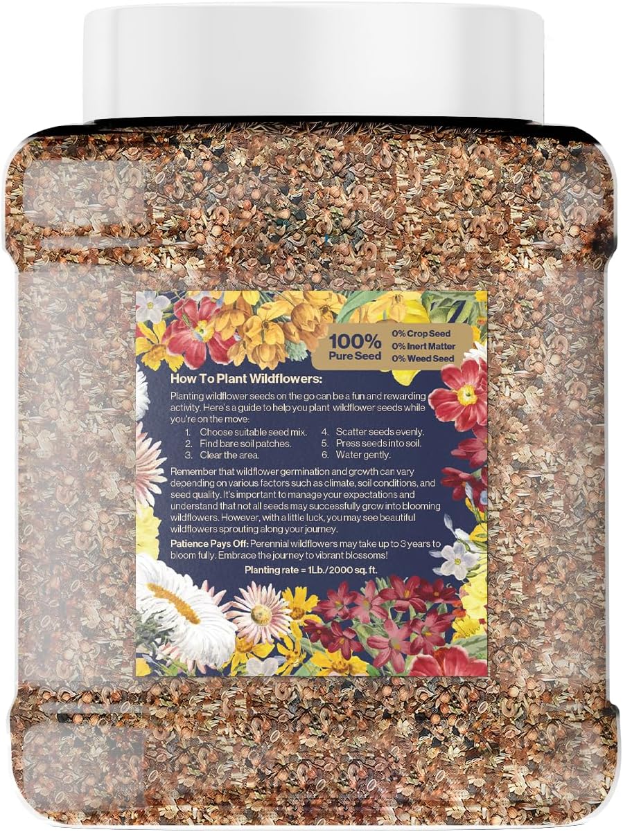 Bulk Wildflower Seed Shaker – Perennial Flower Seeds Mix to Plant Anywhere, by Geva Grow | 20