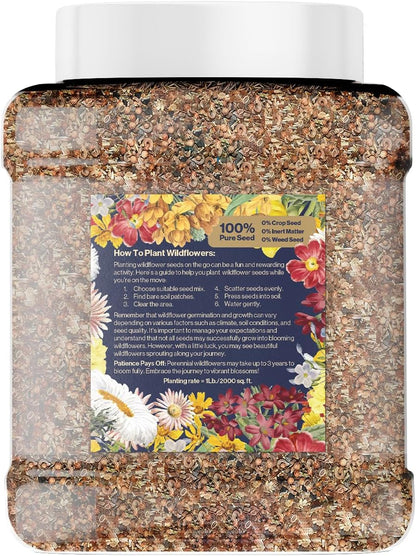 Bulk Wildflower Seed Shaker – Perennial Flower Seeds Mix to Plant Anywhere, by Geva Grow | 20