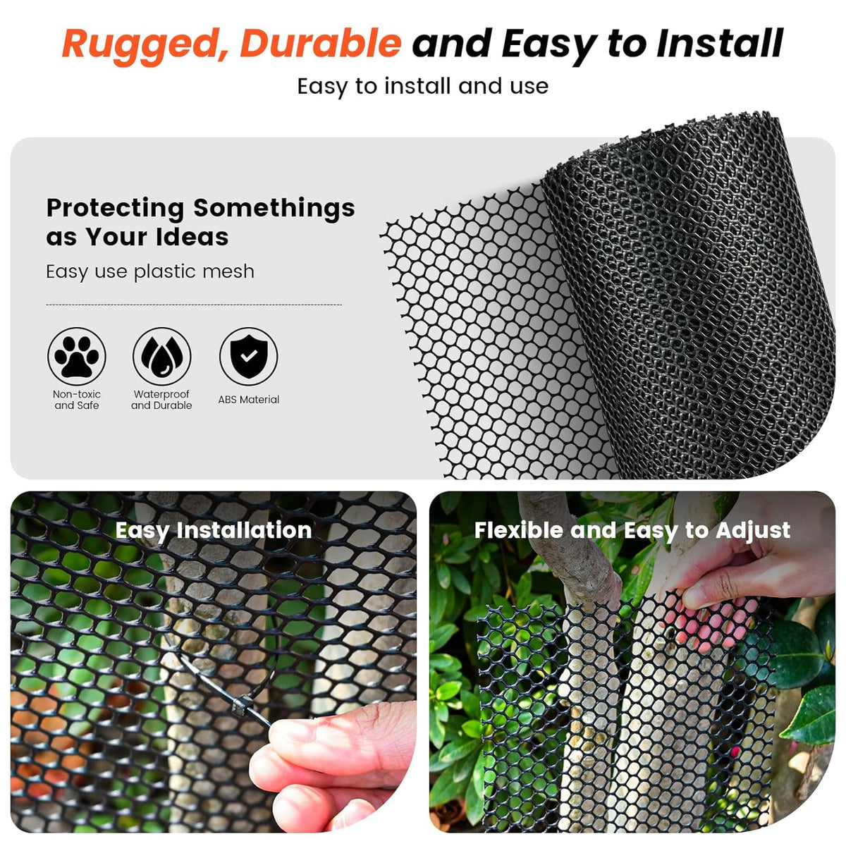 16IN x 50FT Plastic Chicken Wire Mesh, Chicken Wire for Floral Arrangements, Chicken Wire Mesh for